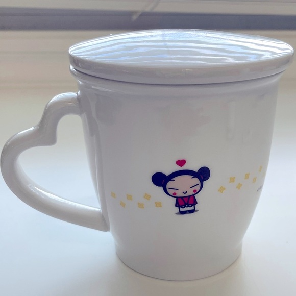 PUCCA Coffee Tea Ceramic Mug Cup with Lid and heart shape handle - NWOT - Picture 8 of 11